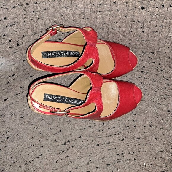 FRANCESCO MORICHETTI-Platform Wedge Sandal-Red Patent Leather-Sz 36-Excellent - Picture 6 of 7